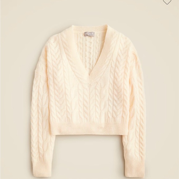 J. Crew Sweaters - J Crew Cropped Cable Knit V neck Cashmere sweater